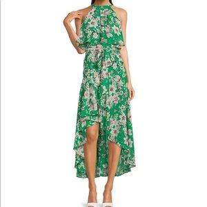 Eliza J Floral Print Halter Neck High-Low Maxi Dress